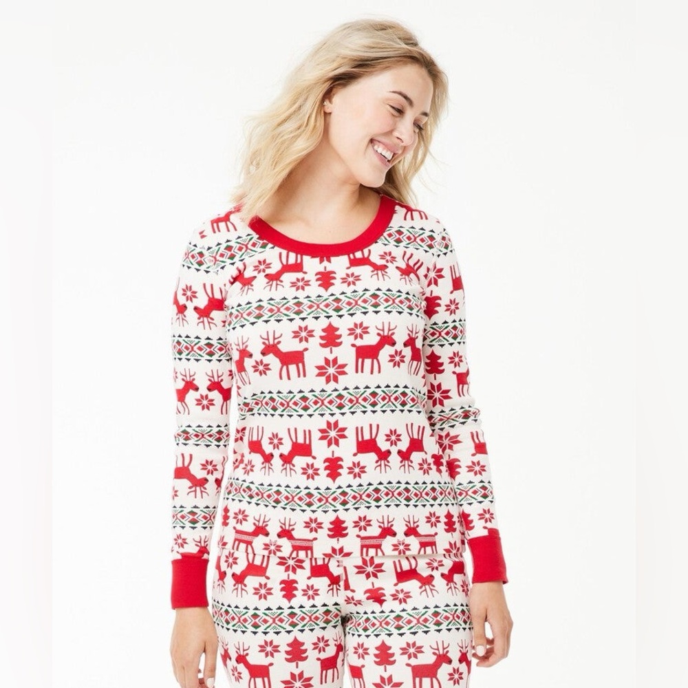 Hanna Andersson Adult‎ Holiday Dear Deer Long John Pajama Top Sz XL NEW